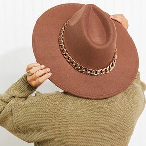 Brown Leather Chain Hat